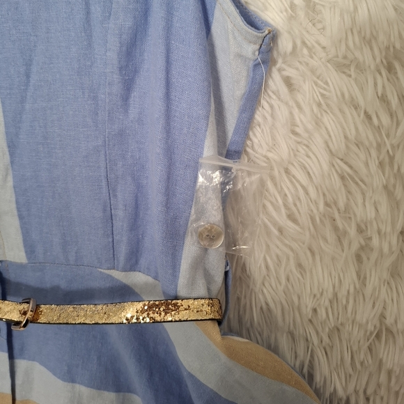 1. State Striped Print Midi Asymmetric Dress Linen Blend Sleeveless Small NWOT - Picture 4 of 9